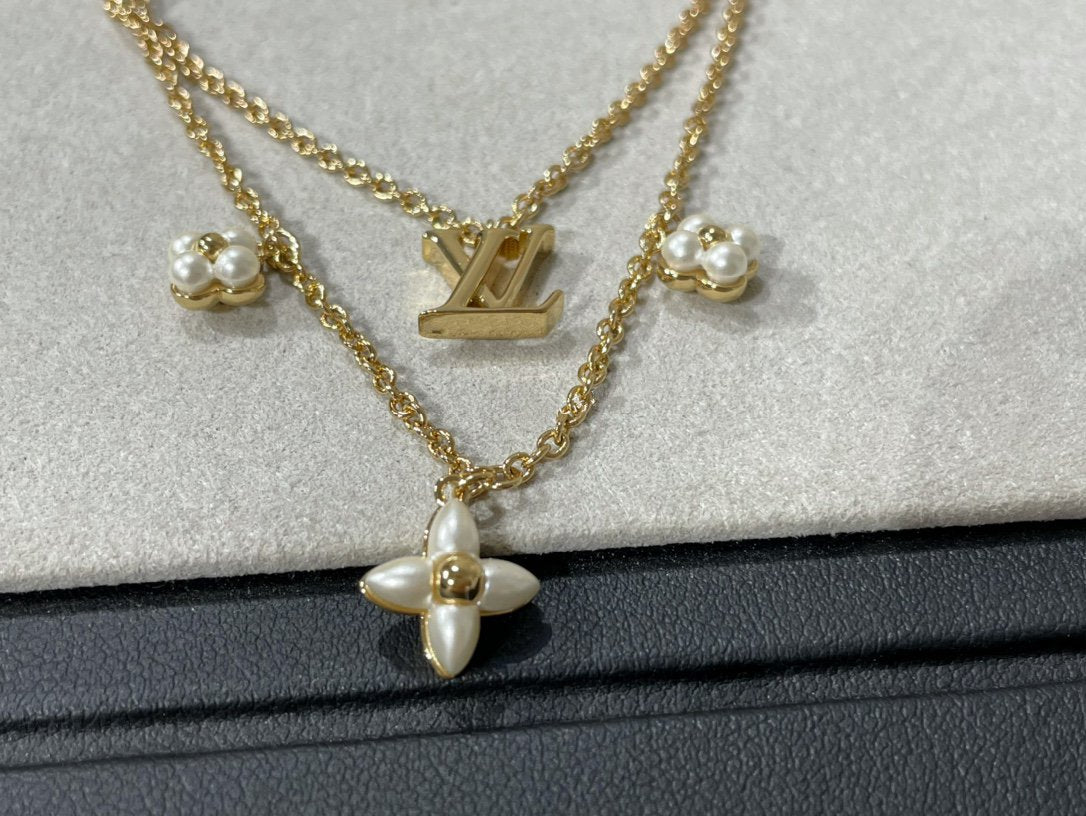 [Noble Jewelry] FLOWERGRAM GOLD MOP DOUBLE ROW NECKLACE