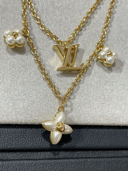 [Noble Jewelry] FLOWERGRAM GOLD MOP DOUBLE ROW NECKLACE