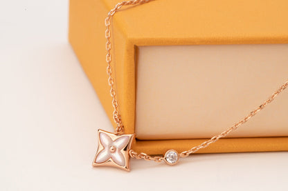 [Noble Jewelry] STAR PINK MOP 1 DIAMOND PINK GOLD NECKLACE