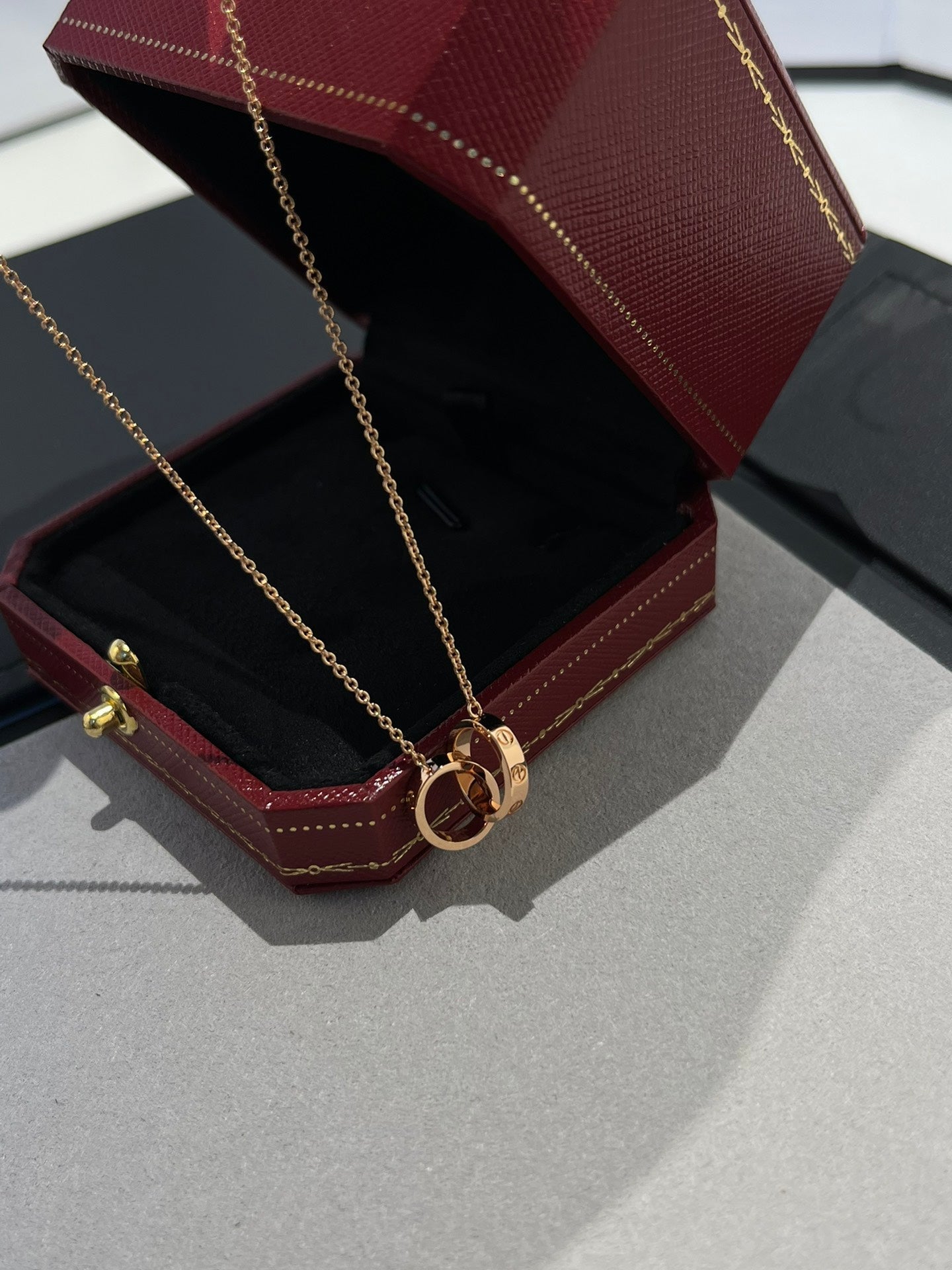 [Noble Jewelry]LOVE NECKLACE DOUBLE RING PINK GOLD