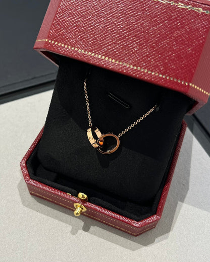 [Noble Jewelry]LOVE NECKLACE DOUBLE RING PINK GOLD