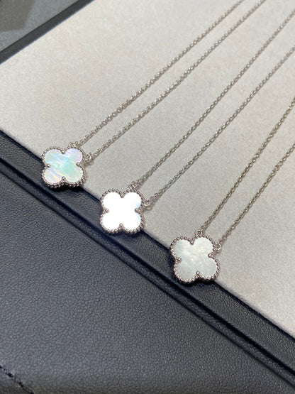 [Noble Jewelry]CLOVER MEDIUM SILVER WHITE MOP NECKLACE