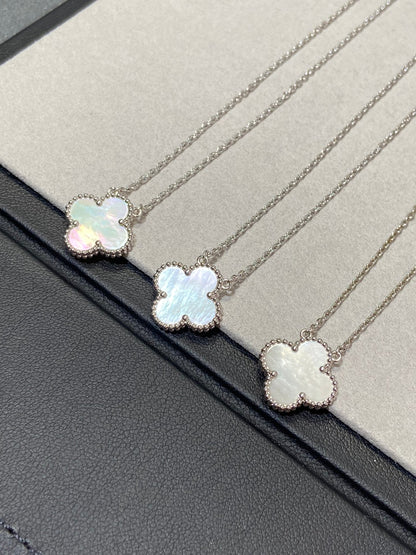 [Noble Jewelry]CLOVER MEDIUM SILVER WHITE MOP NECKLACE