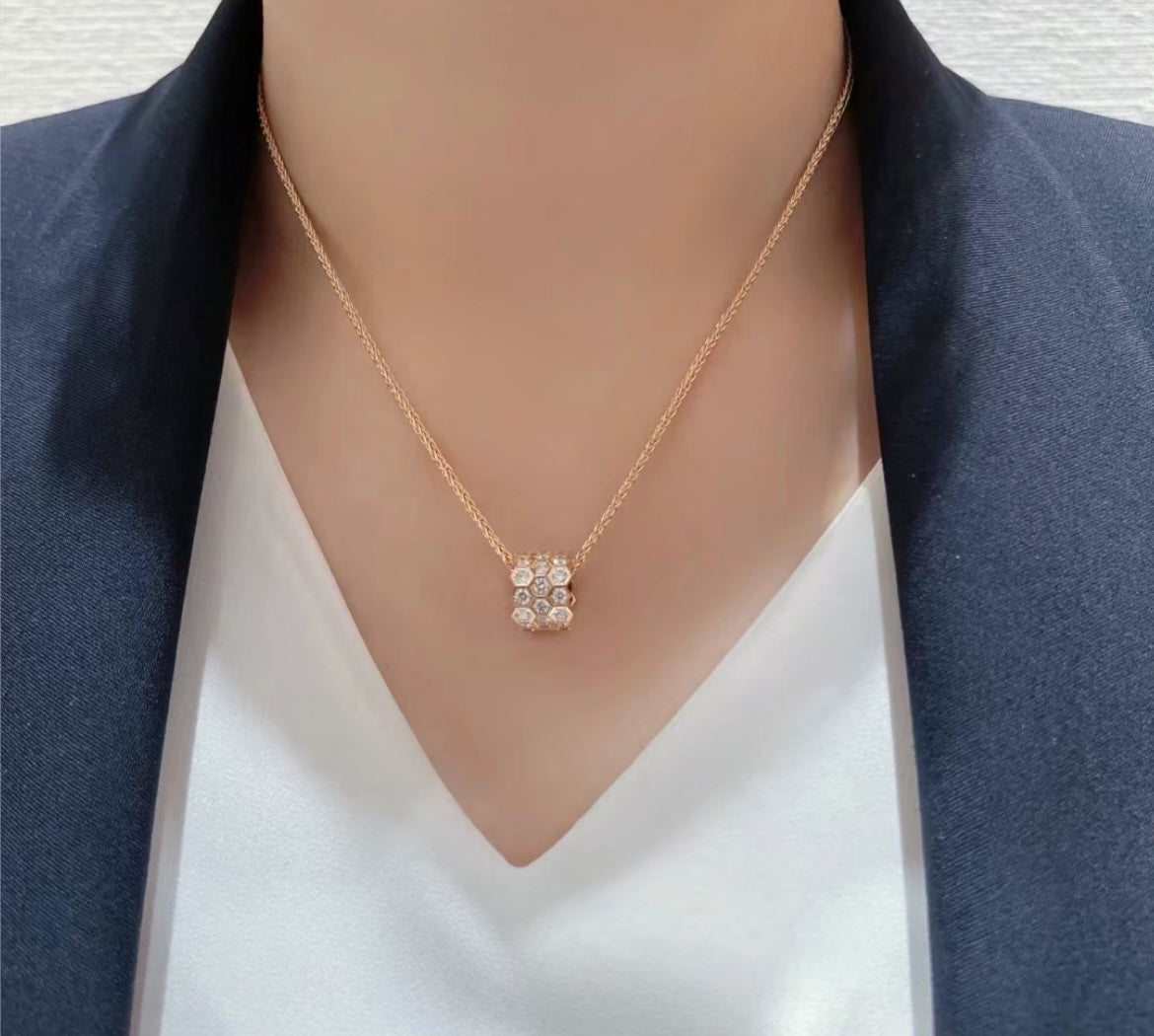 [Noble Jewelry]BEE LOVE DIAMOND PAVED 3 ROW NECKLACE