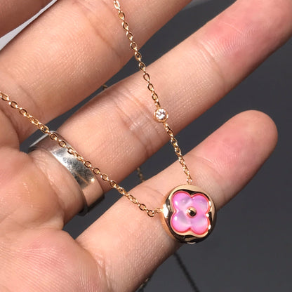 [Noble Jewelry] COLOR BLOSSOM PINK MOP SUN GOLD NECKLACE