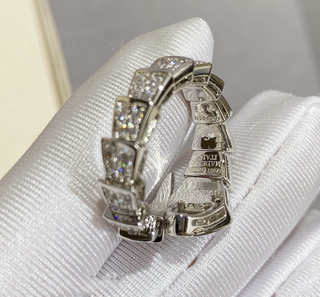 [Noble Jewelry]SERPENTI LARGE RING SILVER DIAMOND PAVED