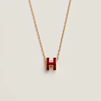 [Noble Jewelry]HM CLIC RED ENAMEL GOLD NECKLACE