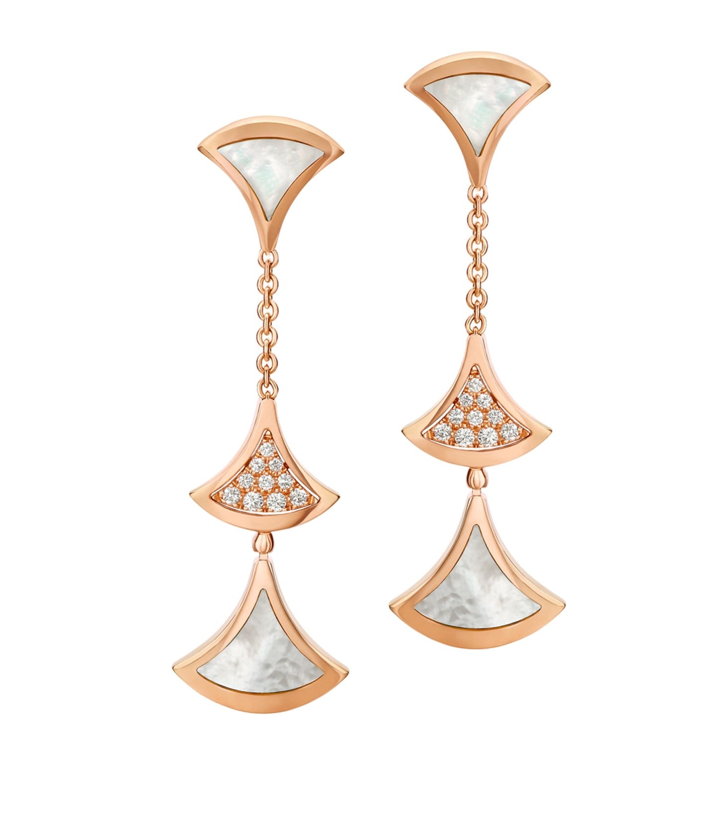 [Noble Jewelry]DREAM EARRINGS 3 MOTIFS DIAMOND MOP PINK GOLD