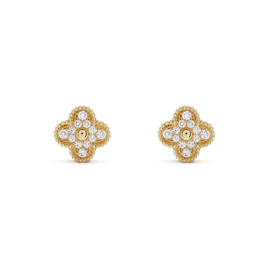 [Noble Jewelry]CLOVER MEDIUM 1 MOTIFS FUll DIAMOND EARRINGS