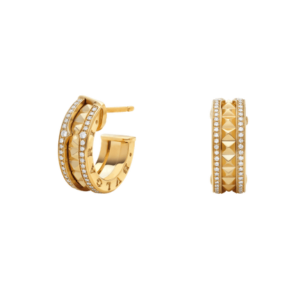 [Noble Jewelry]ZERO 1 ROCK GOLD EARRINGS WITH STUDDED SPIRAL AND PAVED DIAMONDS