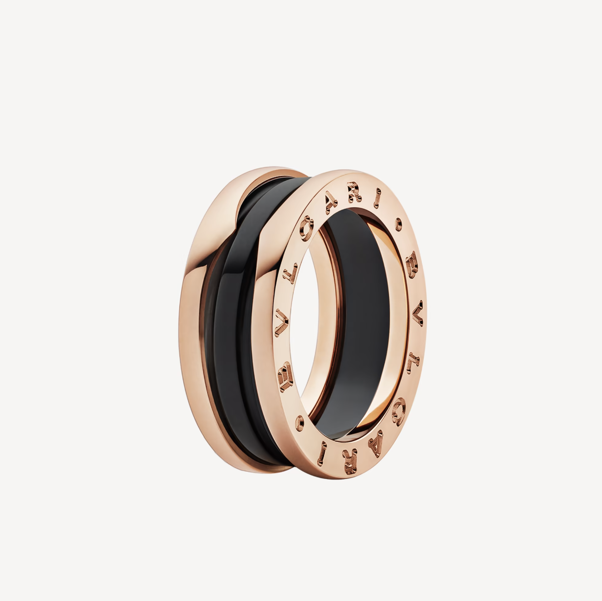 [Noble Jewelry]ZERO 1 TWO-BAND LOOPS AND BLACK CERAMIC PINK GOLD RING