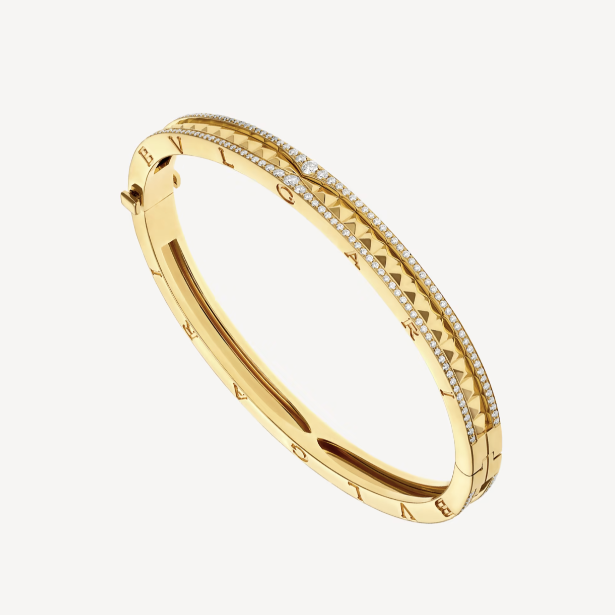 [Noble Jewelry]ZERO 1 SPIRAL AND PAVED DIAMOND GOLD BRACELET