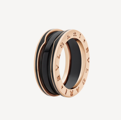 [Noble Jewelry]ZERO 1 TWO-BAND WITH MATTE BLACK CERAMIC PINK GOLD RING