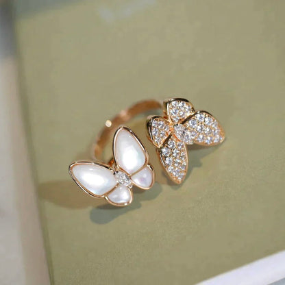 [Noble Jewelry]TWIN BUTTERFLY DIAMOND MOP RING