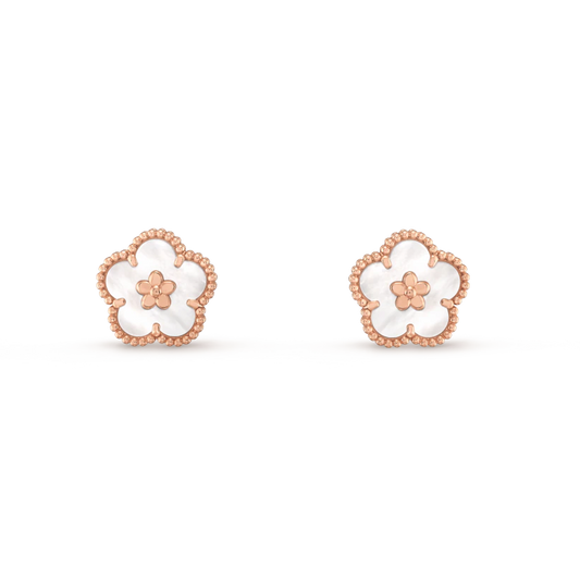 [Noble Jewelry]LUCKY PINK GOLD WHITE MOP EARRINGS