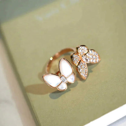 [Noble Jewelry]TWIN BUTTERFLY DIAMOND MOP RING