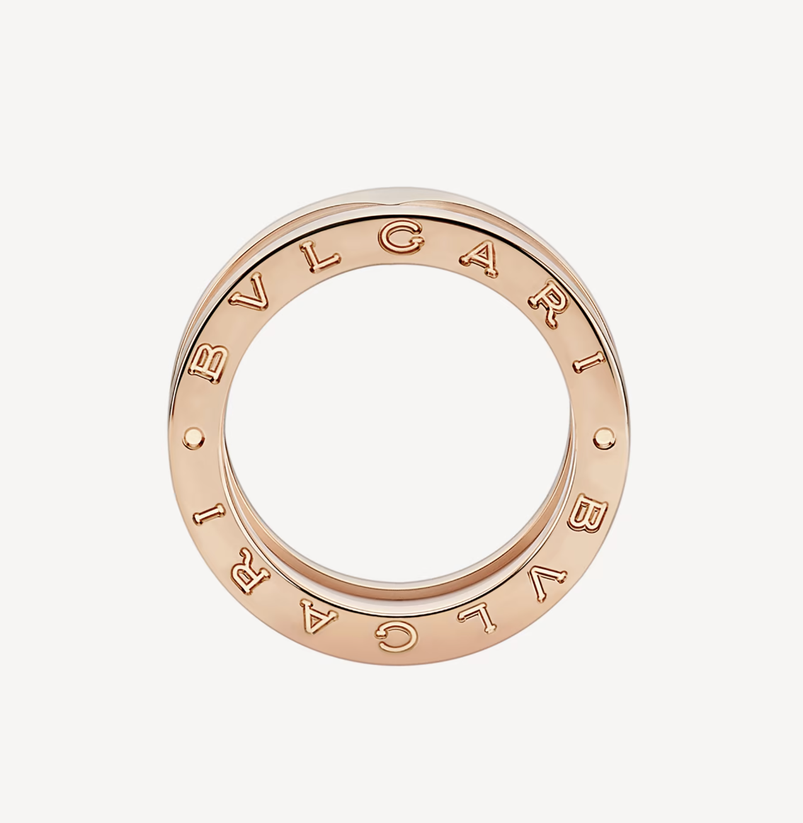 [Noble Jewelry]ZERO 1 TWO-BAND LOOPS AND WHITE CERAMIC SPIRAL PINK GOLD RING