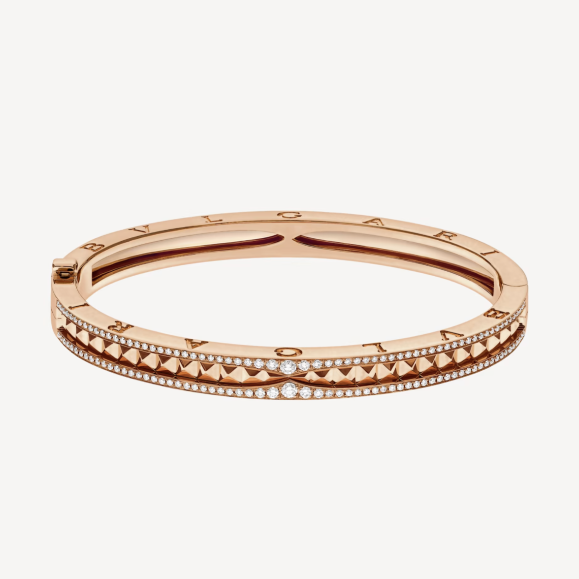 [Noble Jewelry]ZERO 1 SPIRAL AND PAVED DIAMOND PINK GOLD BRACELET