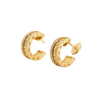 [Noble Jewelry]ZERO 1 ROCK GOLD EARRINGS WITH STUDDED SPIRAL AND PAVED DIAMONDS