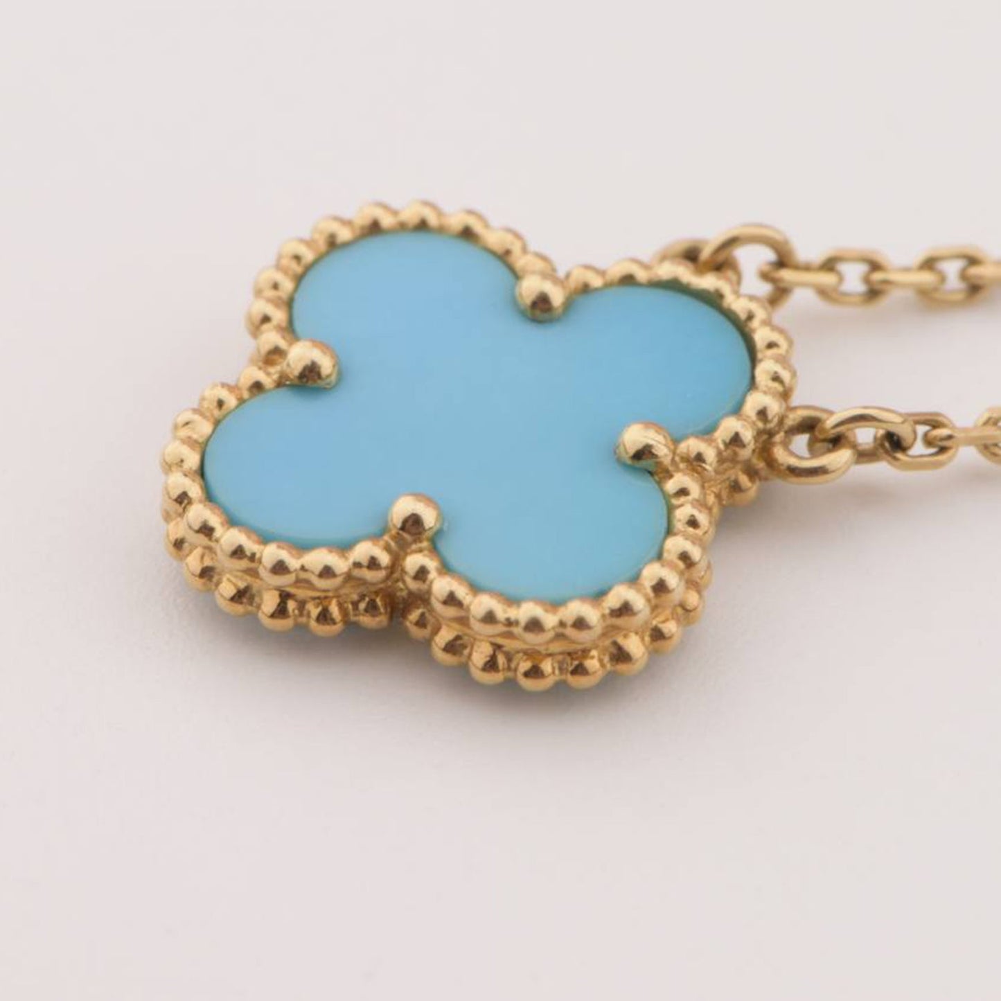 [Noble Jewelry]CLOVER 15MM VINTAGE TURQUOISE NECKLACE