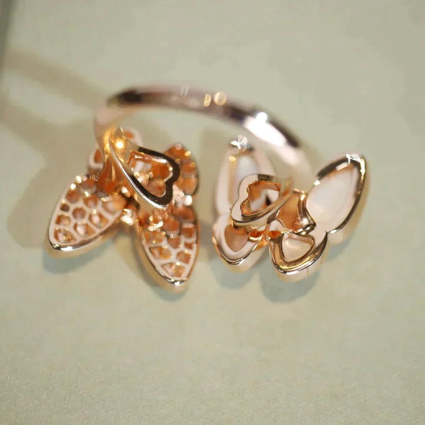 [Noble Jewelry]TWIN BUTTERFLY DIAMOND MOP RING