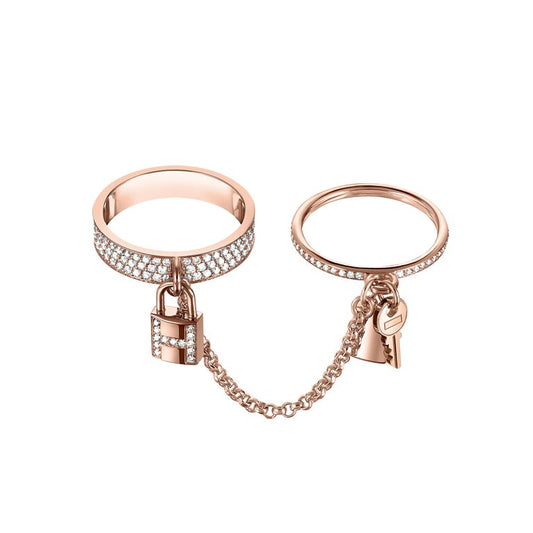 [Noble Jewelry]HM KELLY CLOCHETTE DOUBLE RING IN ROSE GOLD WITH DIAMONDS