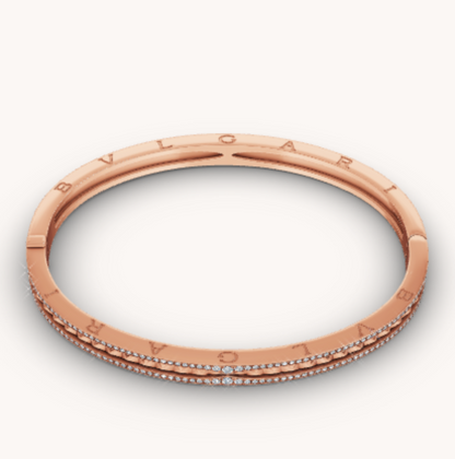 [Noble Jewelry]ZERO 1 SPIRAL AND PAVED DIAMOND PINK GOLD BRACELET