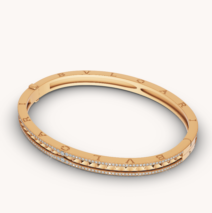 [Noble Jewelry]ZERO 1 SPIRAL AND PAVED DIAMOND GOLD BRACELET