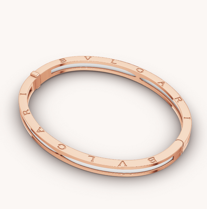 [Noble Jewelry]ZERO 1 PINK GOLD WITH WHITE CERAMIC BRACELET