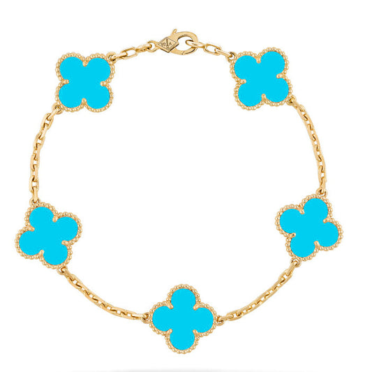 [Noble Jewelry]CLOVER 5 MOTIFS TURQUOISE BRACELET