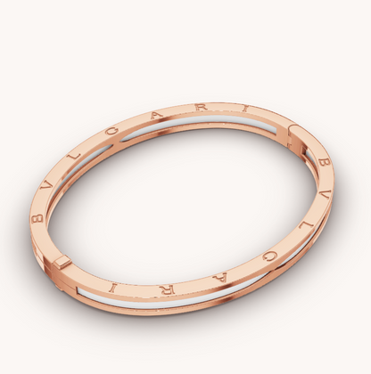 [Noble Jewelry]ZERO 1 PINK GOLD WITH WHITE CERAMIC BRACELET