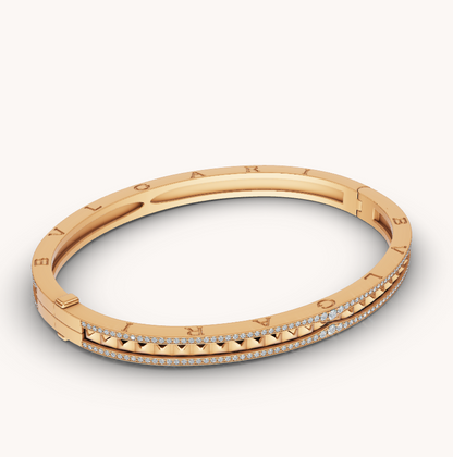 [Noble Jewelry]ZERO 1 SPIRAL AND PAVED DIAMOND GOLD BRACELET