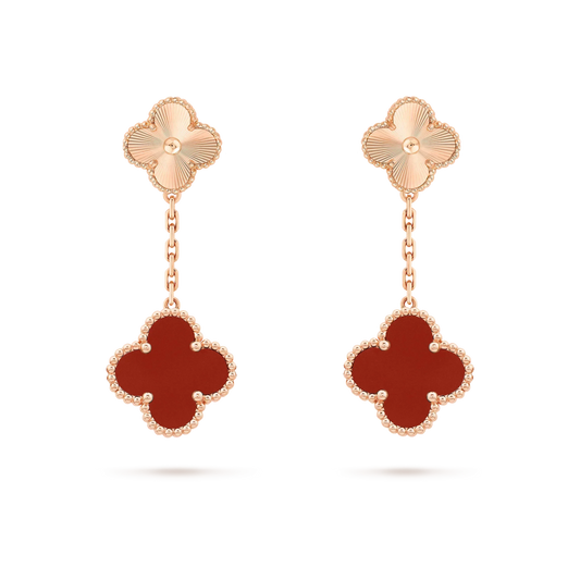 [Noble Jewelry]CLOVER 2 MOTIF  LASER CARNELIAN EARRINGS