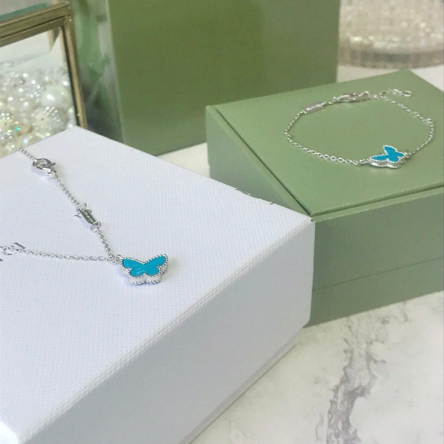 [Noble Jewelry]BUTTERFLY TURQUOISE BUTTERFLY BRACELET SILVER