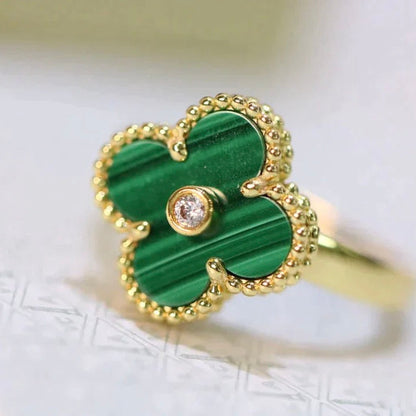 [Noble Jewelry]CLOVER MALACHITE RING GOLD DIAMOND