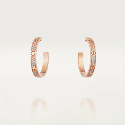 [Noble Jewelry]LOVE DIAMOND PINK GOLD HOOP EARRINGS