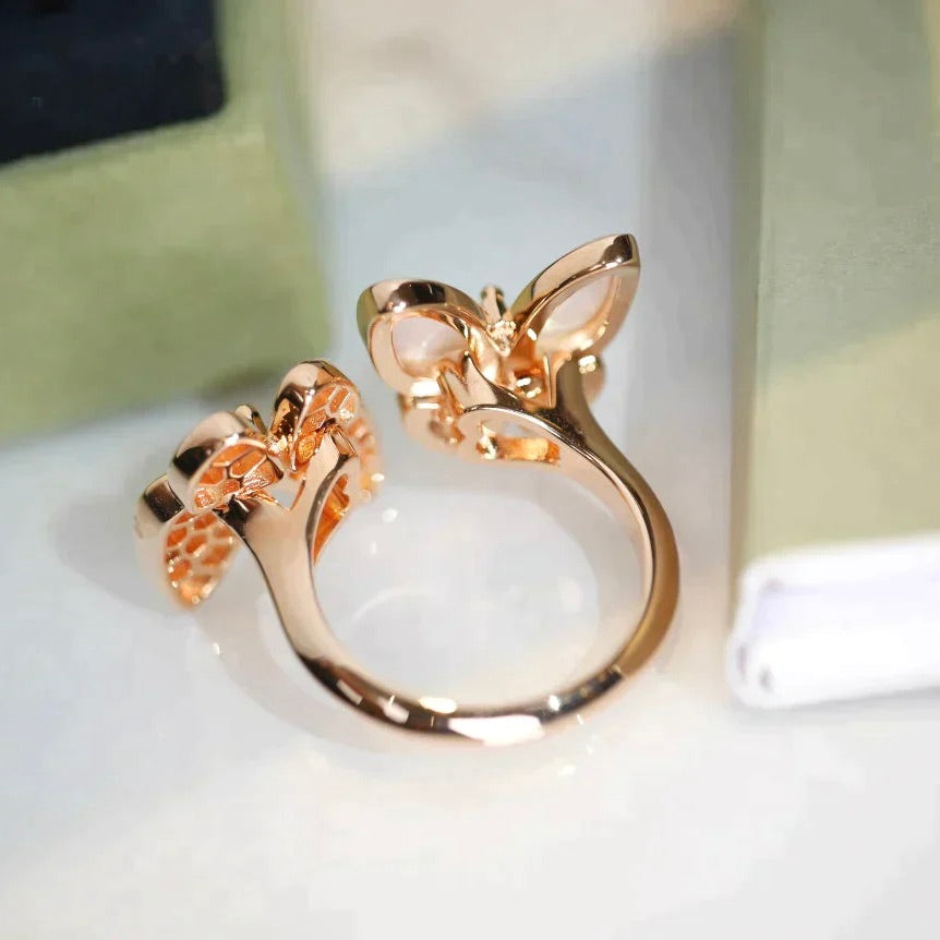 [Noble Jewelry]TWIN BUTTERFLY DIAMOND MOP RING