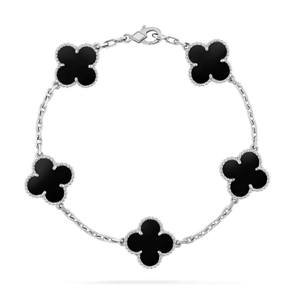 [Noble Jewelry]CLOVER 5 MOTIF ONYXS  BRACELET SILVER