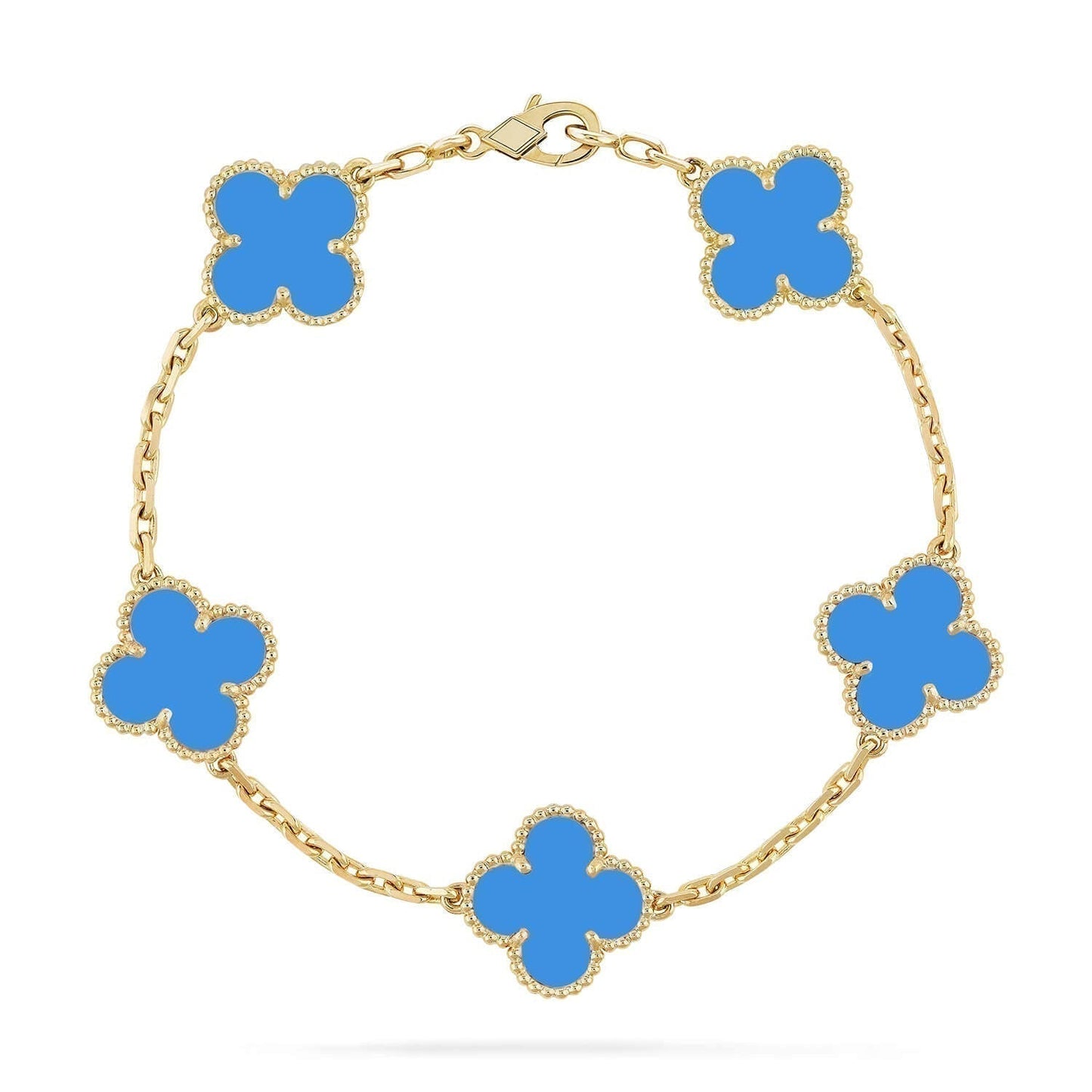 [Noble Jewelry]CLOVER 5 MOTIFS BLUE AGATE BRACELET