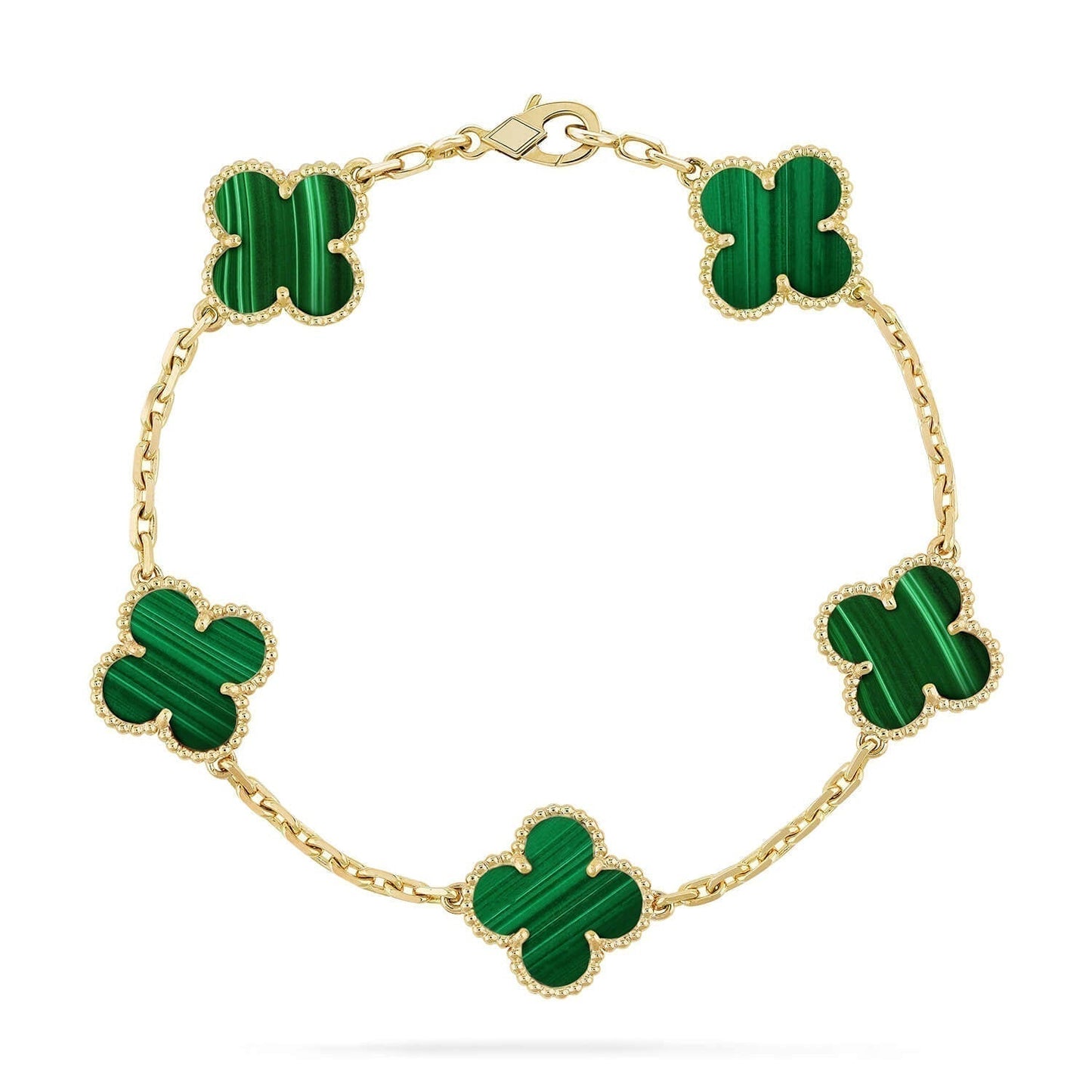 [Noble Jewelry]CLOVER 5 MOTIFS MALACHITE BRACELET