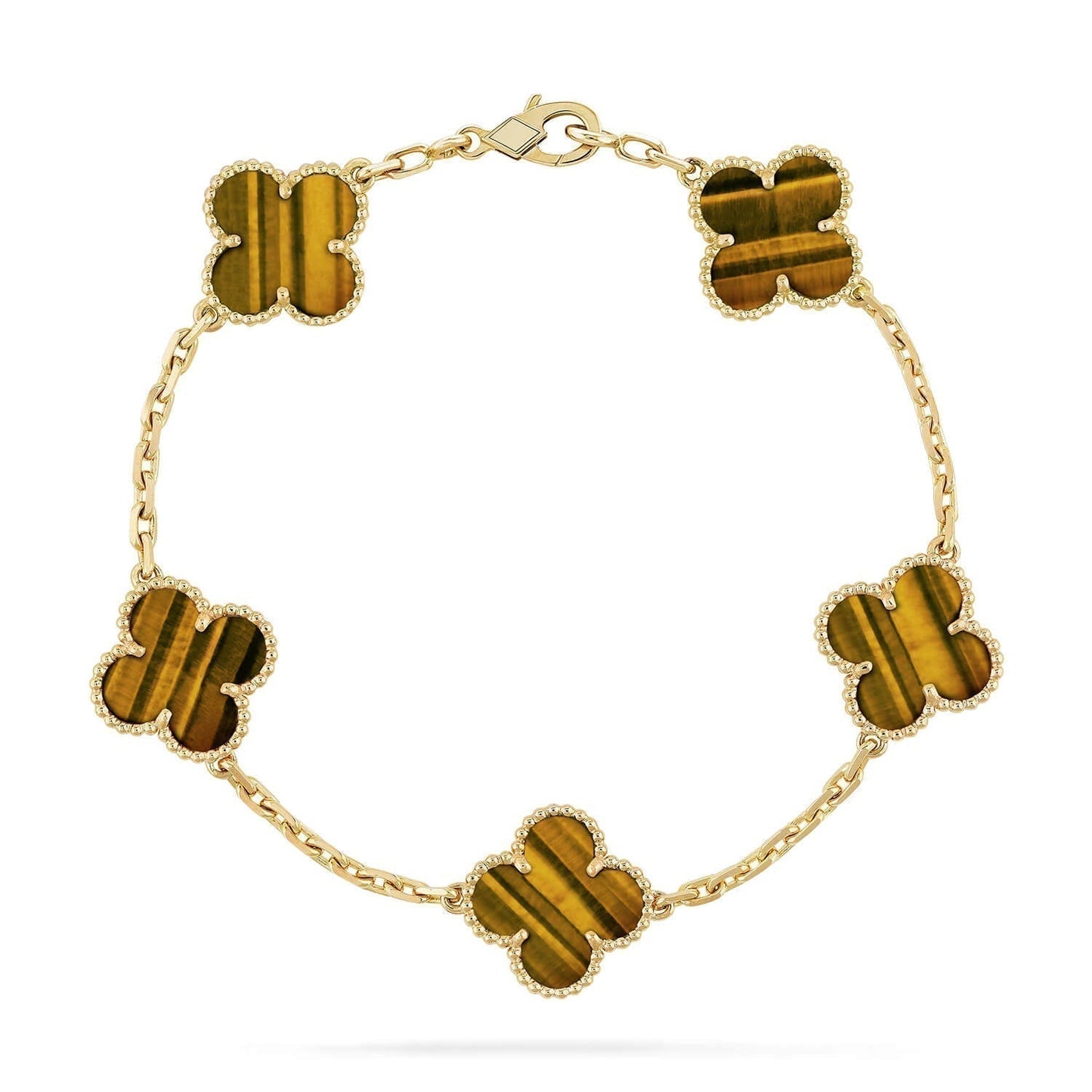 [Noble Jewelry]CLOVER  5 MOTIFS TIGER EYE BRACELET