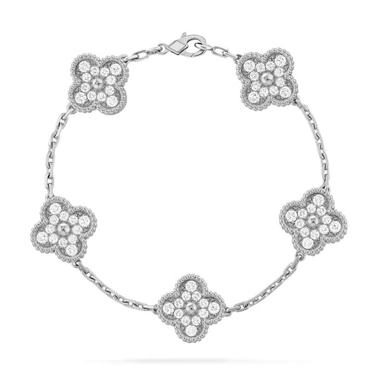 [Noble Jewelry]CLOVER 5 MOTIFS  DIAMOND BRACELET SILVER