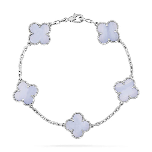 [Noble Jewelry]CLOVER  5 MOTIF PURPLE CHALCEDONY BRACELET SILVER