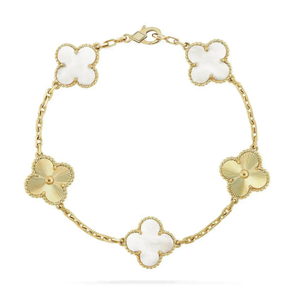 [Noble Jewelry]CLOVER BRACELET 5 MOTIF WHITE MOP PINK GOLD