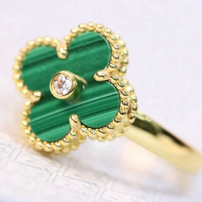 [Noble Jewelry]CLOVER MALACHITE RING GOLD DIAMOND