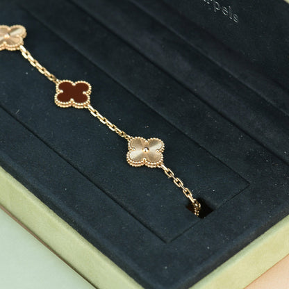 [Noble Jewelry]CLOVER  5 MOTIFS CARNELIAN GOLD BRACELET