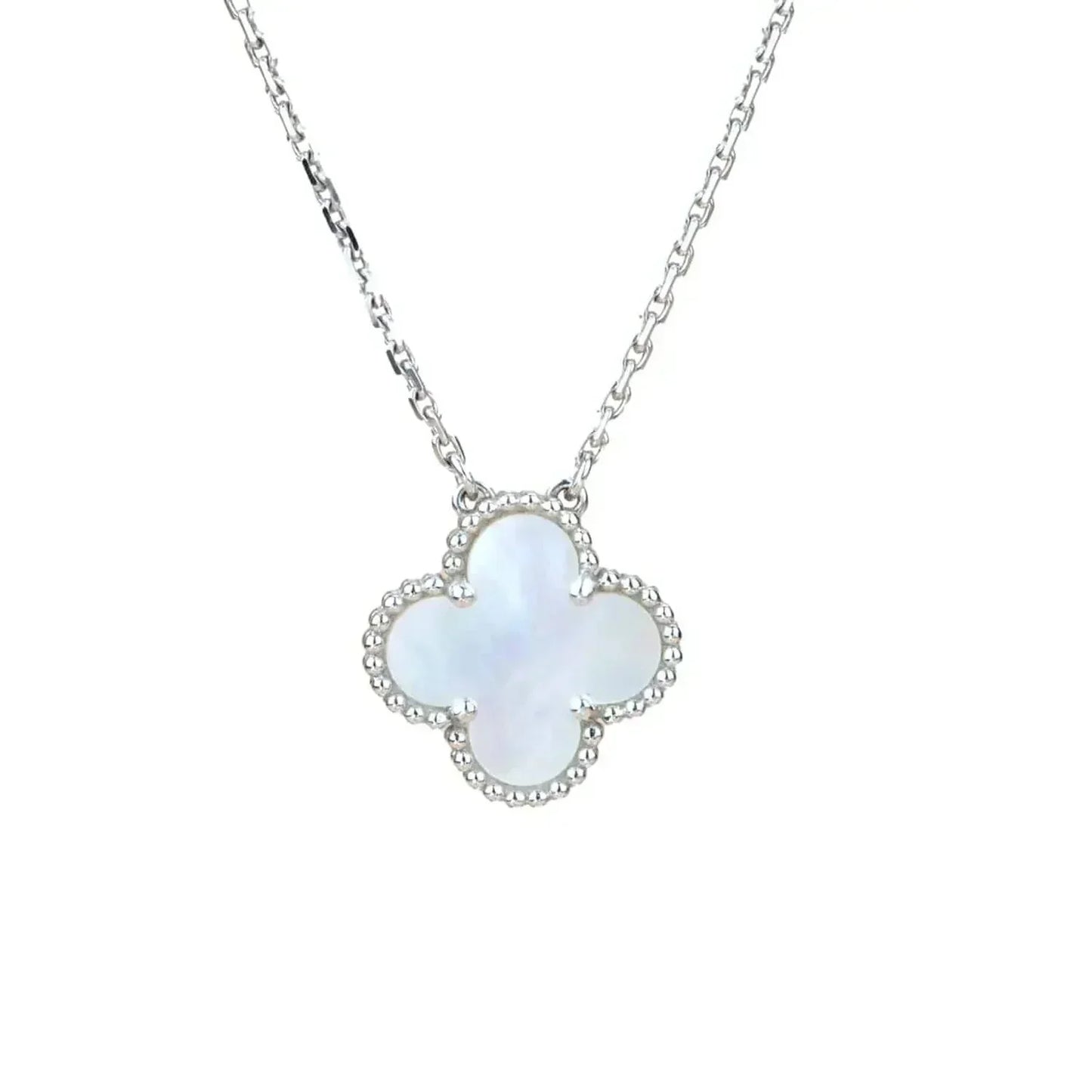 [Noble Jewelry]CLOVER  15MM WHITE MOTHER-OF-PEARL SILVER