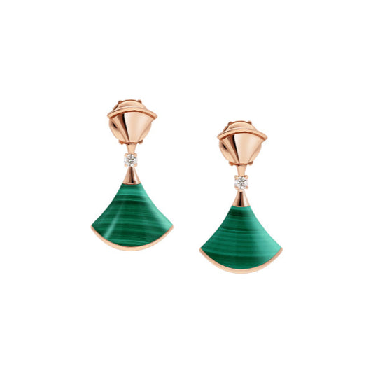 [Noble Jewelry]DREAM MALACHITE PINK GOLD EARRINGS