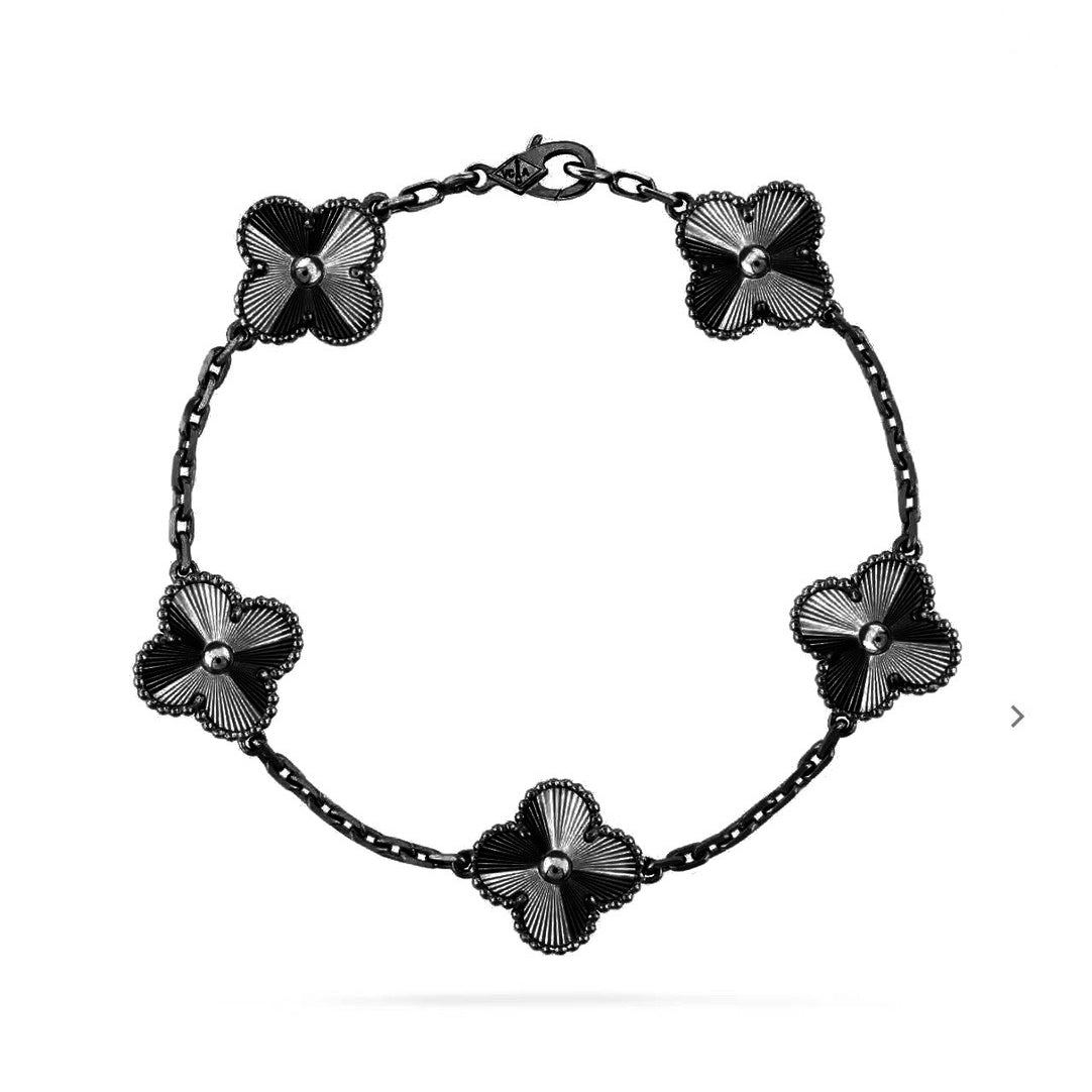 [Noble Jewelry]CLOVER 5 MOTIF BLACK BRACELET