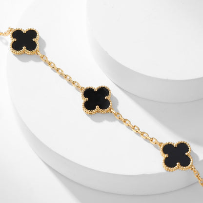 [Noble Jewelry]CLOVER 10 MOTIFS ONYX NECKLACE